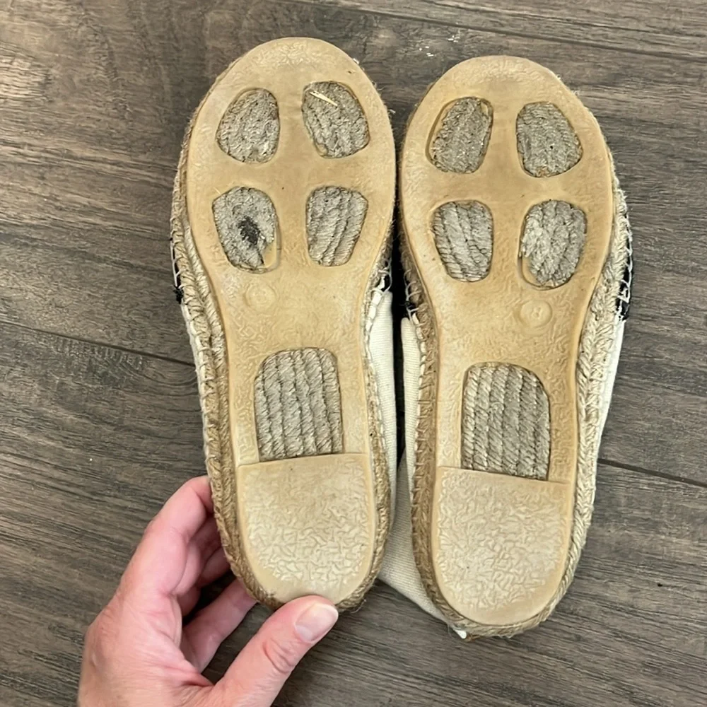 Tory Burch Black and Cream Espadrilles Size 8